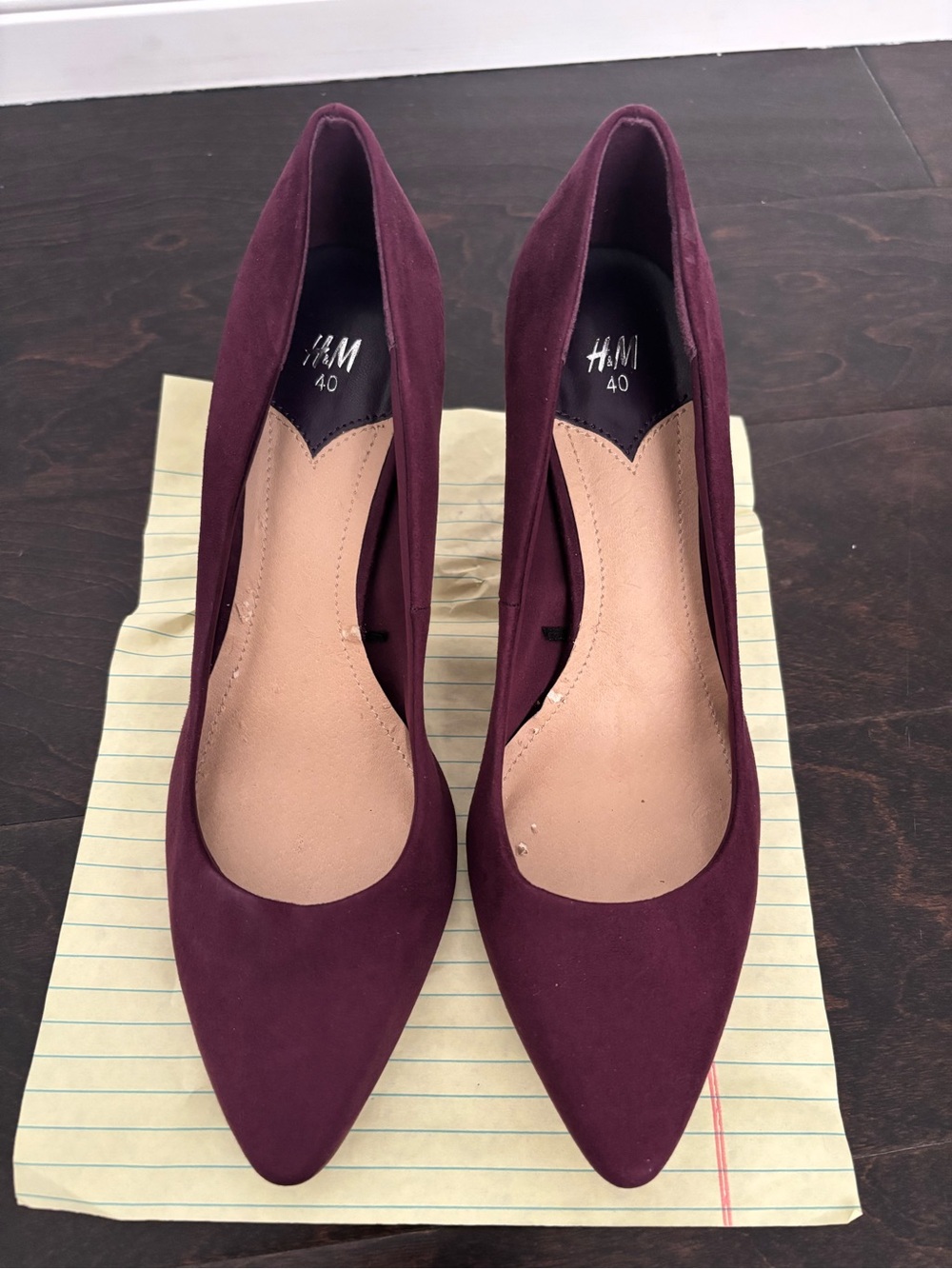 H&M Women's Pointed Pumps in Deep Plum Suede